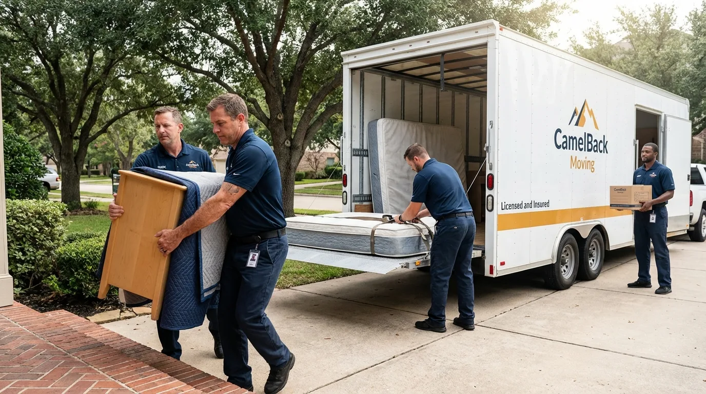Crew loading residential truck for cross-state move from Coupeville, WA